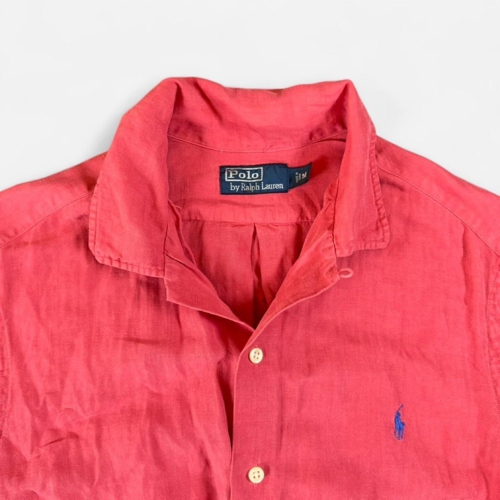 Polo Ralph Lauren Pink Linen/Silk Blend Short Sleeve Button Up Size M - Picture 2 of 7